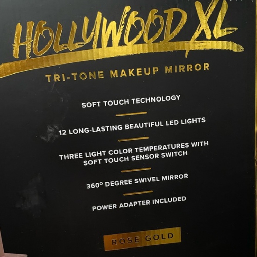 NIB IMPRESSIONS HOLLYWOOD XL VANITY MIRROR ROSE GOLD - Picture 2 of 5